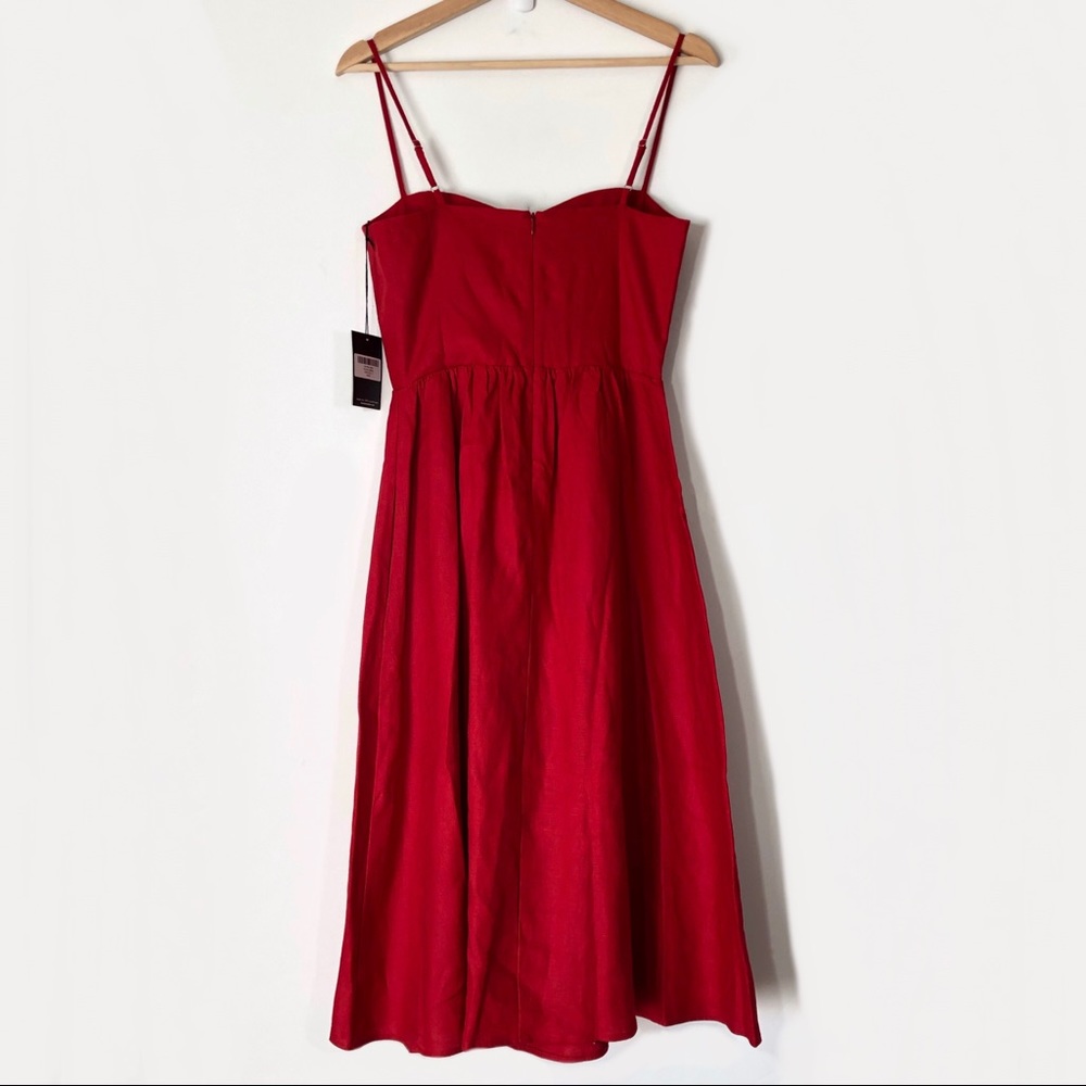 Reformation Olivia Linen Red Lipstick Dress 2 - Picture 9 of 16
